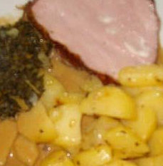Grünkohl - Kassler - Kartoffeln - Kürbis-Kosos-Aloe-Soße